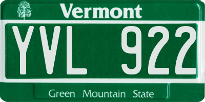 VT license plate YVL922