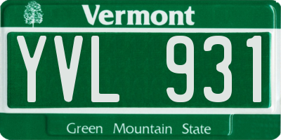 VT license plate YVL931