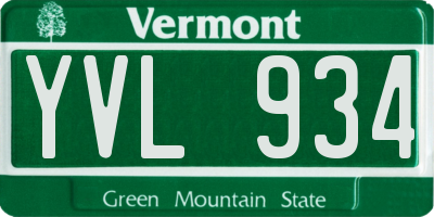 VT license plate YVL934