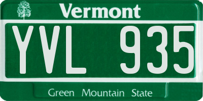 VT license plate YVL935