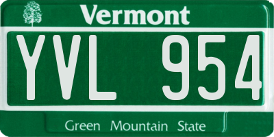 VT license plate YVL954