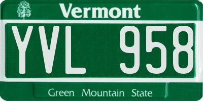 VT license plate YVL958