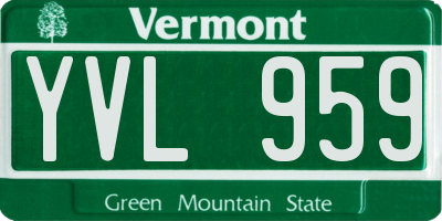 VT license plate YVL959