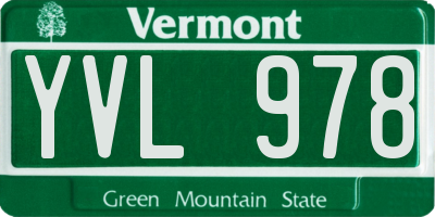 VT license plate YVL978