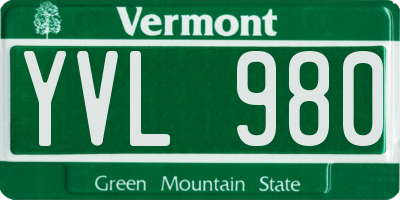 VT license plate YVL980