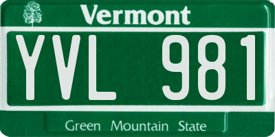 VT license plate YVL981