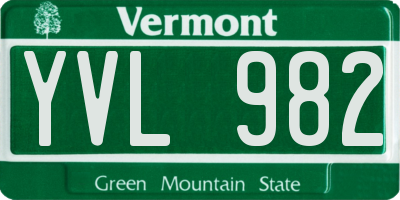 VT license plate YVL982