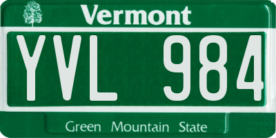 VT license plate YVL984