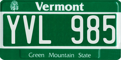 VT license plate YVL985