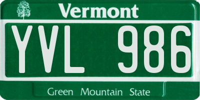 VT license plate YVL986