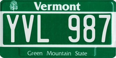 VT license plate YVL987