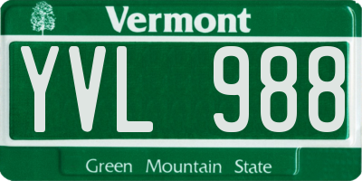VT license plate YVL988