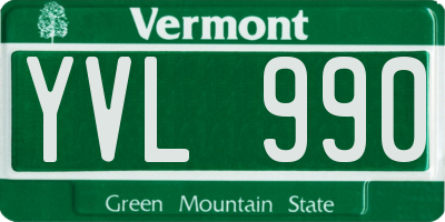 VT license plate YVL990