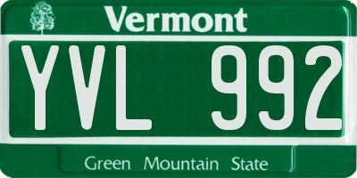 VT license plate YVL992