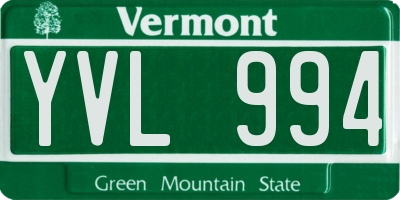 VT license plate YVL994