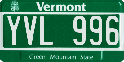 VT license plate YVL996