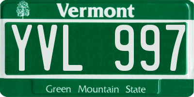 VT license plate YVL997
