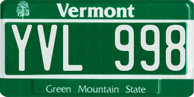 VT license plate YVL998