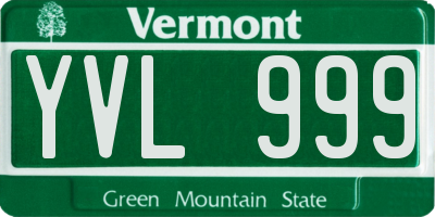 VT license plate YVL999