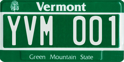 VT license plate YVM001