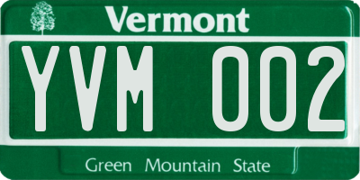 VT license plate YVM002