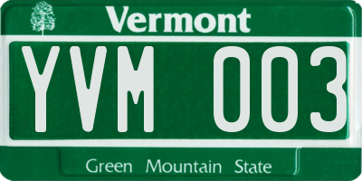 VT license plate YVM003