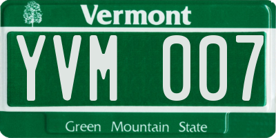 VT license plate YVM007