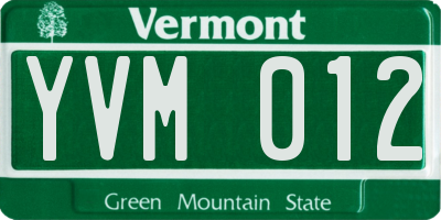 VT license plate YVM012