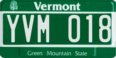 VT license plate YVM018