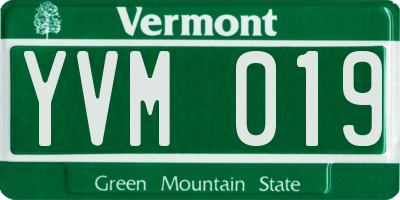 VT license plate YVM019