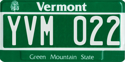 VT license plate YVM022