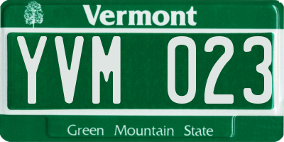 VT license plate YVM023