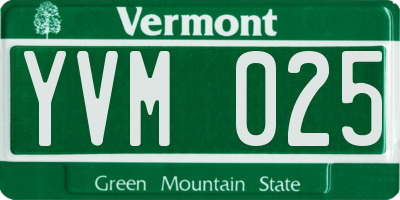 VT license plate YVM025