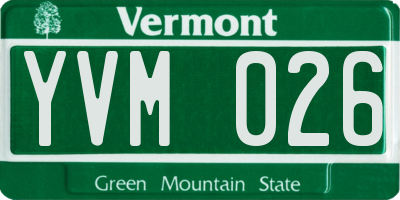 VT license plate YVM026