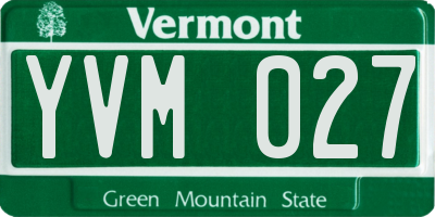 VT license plate YVM027