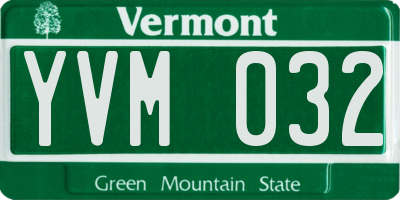 VT license plate YVM032