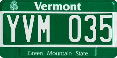 VT license plate YVM035