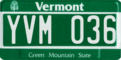 VT license plate YVM036