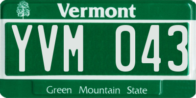 VT license plate YVM043
