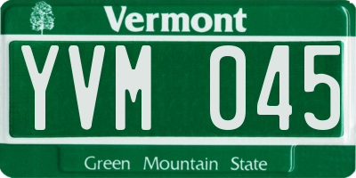 VT license plate YVM045
