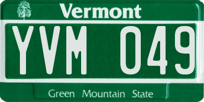 VT license plate YVM049