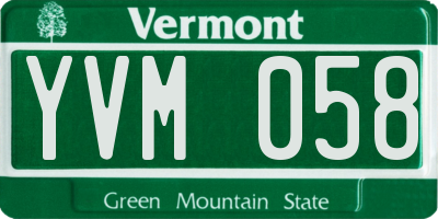 VT license plate YVM058
