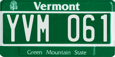 VT license plate YVM061