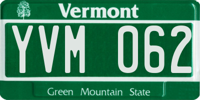 VT license plate YVM062