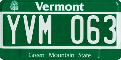 VT license plate YVM063
