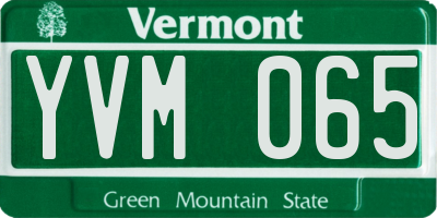 VT license plate YVM065