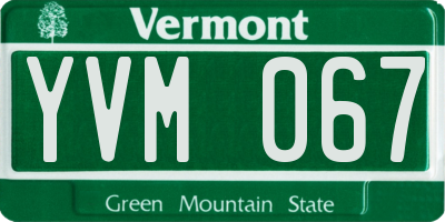 VT license plate YVM067