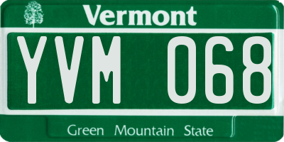 VT license plate YVM068