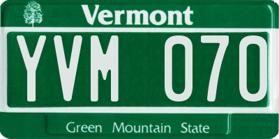 VT license plate YVM070