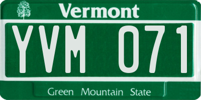 VT license plate YVM071